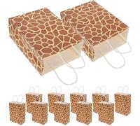 minkissy 12pcs Leopard Print Party Bags with Sturdy Handles, Paper Gift Bags Featuring Eye-catching Design, Compact yet Spacious for Jungle Themed Birthday Parties and Showers
