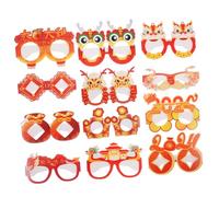 minkissy 12pcs Lunar Year Party Glasses Paper Eyewear Props for Adults and Cartoon Style Photo Booth Accessories Fun Chinese Year Celebration Favor