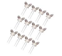 minkissy 12pcs Metal Butterfly Rhinestone u Shape Hair Pins Women's Hair Accessories for Wedding Party
