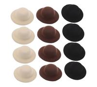 minkissy 12pcs Mini Western Cowboy Hat Hair Clips Vintage Top Hat Barrettes for Women Retro Tea Party Doll Dress Up Accessories in Black Beige