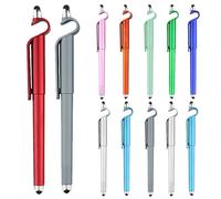 minkissy 12pcs Multipurpose 0.5mm Gel Pens with Touch Screen Stylus and Cellphone Stand, Black Ink Fine Tip Sign Pens for Students and Office Use Random Color