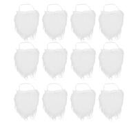 minkissy 12pcs Mustache Props Christmas Decoration Costume Fake Beard Realistic Dressing up Beards Facial Hair for Christmas Realistic Human Hair White