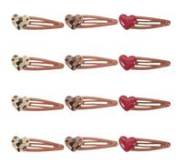 minkissy 12pcs Retro Leopard Print Hair Clips Heart Shaped Snap Barrettes Leopard Snap Hair Clips Cute for Girls Women Daily Wear Styling