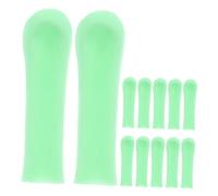 minkissy 12pcs Silicone Ear Spoon Sleeves Set for Ear Wax Removal Green Reusable Cleaner Covers Easy to Clean Wax Removal Tools for Home Use