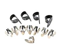 minkissy 12pcs Stainless Steel Finger Pick Set 4 Celluloid Thumb Picks Practical Guitar Plectrum Replacement for Guitarists Useful Guitar Aid for Practice and Performance