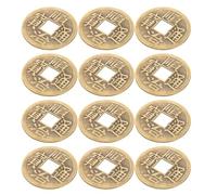 minkissy 12pcs Vintage Chinese Feng Shui Coins Car Hanging Charms Traditional Brass Success Coin Accessories for Wealth Luck and Year Favor Decoration