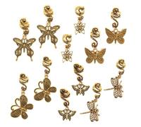 minkissy 12pcs Vintage Hair Accessories for Braids Women Retro Metal Dreadlock Charms Set Golden Butterfly Alloy Hair Clips Secure Fit Stylish Braiding Jewelry