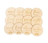 minkissy 12PCS Wooden Monthly Milestone Growth Cards Natural Milestone Discs for Newborn Photo Recording for Capturing Precious Moments Throughout The First Year