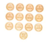 minkissy 13pcs Wooden Cards Set Wheat Pattern Photo Props for Newborn Growth Durable Markers for Capturing Journey