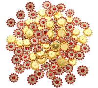minkissy 14mm Red and White 3-Layer Sunflower Flat Back Rhinestone Buttons, Approx 90-100pcs Bag, Shiny DIY Rhinestones Embellishments for Jewelry, Wedding, and Craft Decorations