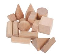 minkissy 15pcs Building Blocks Natural Beechwood Geometric Shapes for Preschool Math Learning Easy to Handle Shape Blocks for Creative Play and Early Education