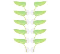 minkissy 15pcs Leaf-shaped Plastic Turtle Basking Platform with Suction Cups for Betta Fish and Gecko Easy to Clean Climbing Spot Aquarium Décor for Frog Tanks and Reptile Habitats
