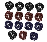 minkissy 15pcs Thickened Knitted Bun Covers for Ballet Women Elastic Crochet Snood Hair Holders Professional Hair Nets for Nurses Bank Staff Skating Dance Supplies