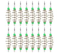minkissy 16pcs Carp Fishing Bait Cage Feeder with Glow Beads, Lightweight Carbon Steel Olive Shape Spring Cage for Freshwater and Night Fishing, Portable Groundbait Holder and Carp Rig