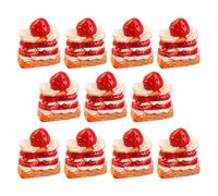 minkissy 16Pcs Faux Strawberry Cake Model Lifelike Fake Dessert Decor for Home DIY Realistic Design Wear Resistant Material for Centerpieces Photography