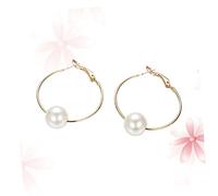 minkissy 1Pair Chic Big Pearl Earrings for Women Elegant Ear Decor with Sterling Posts Jewelry Birthdays Holidays Special Occasions White