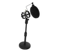 minkissy 1Pc Adjustable Microphone Stand with Clip and Pop Filter Black for Recording Podcasting and Gaming Provides Stability and Balance for Audio