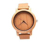 minkissy 1PC Bamboo Watch with Leather Band Casual Vintage Wrist Watch for Men Lightweight Design Comes with Box Any Occasion