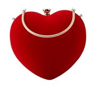 minkissy 1Pc Chic Handmade Red Heart Shape Clutch Bag Capacity Stylish Dinner Purse for Women for Parties Formal Events Option