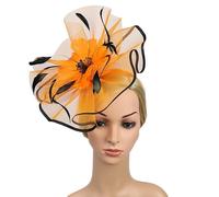 minkissy 1Pc Flower Headband with Gauze Design Lightweight Headdress for Festivals Parties and Cosplay Orange and Black Decorative Hat Hairband for Women