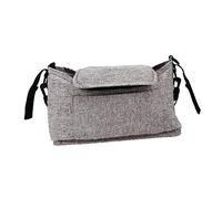 minkissy 1Pc Non Slip Stroller Organizer Bag with Straps Durable Flax Supply Pouch for Pushchairs Easy One Hand Operation Large Capacity for Parents