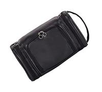 minkissy 1pc Portable Wash Bag Versatile Travel Cosmetics Organizer Compartment Storage for Men Women for Gym Vacation and Daily Use Simple Design PVC Leather Black