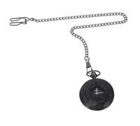 minkissy 1Pc Steampunk Round Pocket Watch with Dual Display Retro Black Dial Roman Arabic Numerals Thick Chain Vintage Style Men and Women Durable for Collectors
