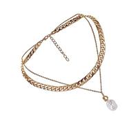minkissy 1Pc Vintage Baroque Pearl Pendant Necklace Double Layer Clavicle Chain for Women Chic Neck Decor for Parties Festivals and Daily Wear