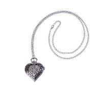 minkissy 1Pc Vintage Heart Pocket Watch Elegant Hollow Out Design Quartz Movement Unique for Collectors and Special Occasions Black Color Retro and Decoration