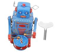 minkissy 1Pc Vintage Tinplate Wind Up Drumming Robot Antique Collectible Interactive Robot for Adults Unique for Home Office Decor