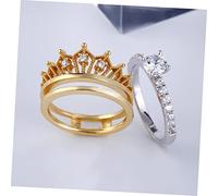 minkissy 1Pc Woman Detachable Crown Styled Ring with Zircon Accents Elegant Golden Silver Finger Jewelry Durable Design for Any Occasion