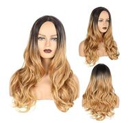 minkissy 1pc Women's Wigs for Women Hair Fashion Wig Realistic Curly Hair Black Gradient to Light Gold Mid-length Stylish Hairpiece Skin-friendly Net Wig c