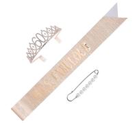 minkissy 1Set Birthday Crown Sash Rhinestone Tiara and Shoulder Strap for Women Elegant Party Decorations with Pearl Pin for Birthday Celebrations and Themed Events