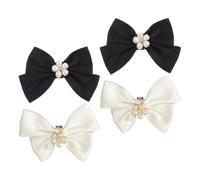 minkissy 1set Bow Shoe Clips Detachable High Heel Buckles with Elegant Bowknot Design Imitation Pearl for Wedding Engagement Prom Special Events Shoe Accessories 2pairs