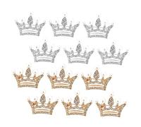 minkissy 1set Crown Brooch Pins for Women Elegant Lapel Pins Gold and White for Clothing Hats and Accessories for 12pcs
