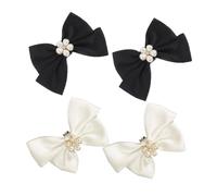 minkissy 1set Elegant Bowknot Shoe Clips with Imitation Pearls of Women Shoe Charms for Wedding Bridal and Daily Fashion Decoration Durable and Stylish 2pairs