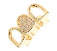 minkissy 1set Gold Tooth Cap Grill Hollow Tooth Gems Decor for Fashion Shows Hip Hop Charms Gem Gold Plated Single Veneer