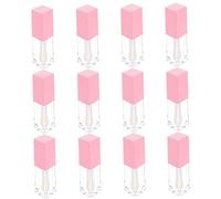 minkissy 1set Lip Gloss Tube Empty Tube Lip Tint for Women Square Container Bulk Lip Gloss Lip Gloss Tubes Lip Gloss Tube for Women Lip Gloss Container Refillable Abs Pink 12pcs