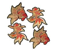 minkissy 2 Pairs Embroidered Sequin Fish Patches Iron Appliques for Clothes Easy DIY Embroidery for Bags Backpacks Pants Traditional Chinese Lucky