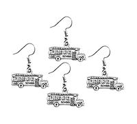 minkissy 2 Pairs Unique Zine Alloy School Bus Shaped Earrings Creative Decorative Adornments for Weddings Birthdays and Travel Comfortable Durable Design Silver