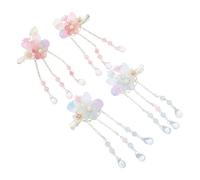 minkissy 2 Pairs Vintage Flower Hair Clips with Tassels Charming Hanfu Hair Accessories for Costume Photography and Fairy Tale Events Bright Colors for Princess Themed Outfits