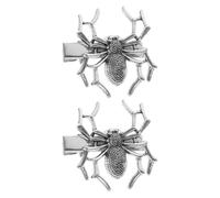Minkissy 2 Pcs Dark Spider Hair Clip Mini Spider Hair Clip Silver for Women and Kids - Rhinestone Barrettes, Halloween Hairpin, Gothic Accessories for Halloween Party Decor