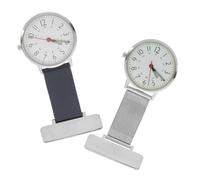 minkissy 2 pcs Metal Nurse Pocket Watch for Doctors and Nurses Portable Silver and Blue Chest Clip Watch with Simple Delicate Design for Healthcare Professionals