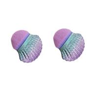 minkissy 2 Pcs Portable Multifunctional Makeup Brush Flat Top Foundation Brush Creative Shell Handle Easy Application Natural Look Random Color