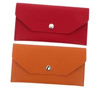 minkissy 2 Pcs PU Leather Cash Envelope Wallets Budget Pouch for Men and Women Portable Card Holder for Business Cards and Cash for Budgeting and Organization