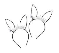 minkissy 2 pcs Shining Rabbit Ears Headband Halloween Crown Headdress Hair Accessories for Black Eye Catching Design Lightweight Material Sparkling Fun for Parties