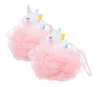 minkissy 2 Pcs Unicorn Bath Sponge Soft Exfoliating Loofah for Kids, Girls Shower Ball, Animal Mesh Bathing Scrubber, Foaming Bath Accessories for Home and Travel