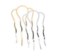 minkissy 2 Pcs Vintage Metal 4-teeth Hair Combs U-shape Hair Fork Clips for Women Decorative Bun Holders in Gold and Silver for Updo Hairstyles and Chinese Chignon Styling