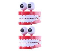 minkissy 2 Pcs Wind Up Big White Teeth Clockwork for Adults Plastic Decompression Plaything Funny Chattering Teeth Stress Relief Novelty Party Favor
