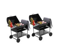 minkissy 2 Sets Mini Bbq Grill Model Outdoor Grill Doll House Alloy Black